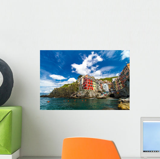 Beautiful view of Riomaggiore, Cinque Terre national park, Liguria, Italy Wall Mural