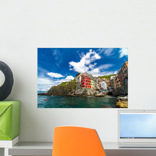 Beautiful view of Riomaggiore, Cinque Terre national park, Liguria, Italy Wall Mural