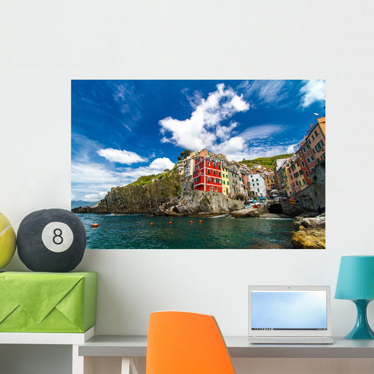 Beautiful view of Riomaggiore, Cinque Terre national park, Liguria, Italy Wall Mural