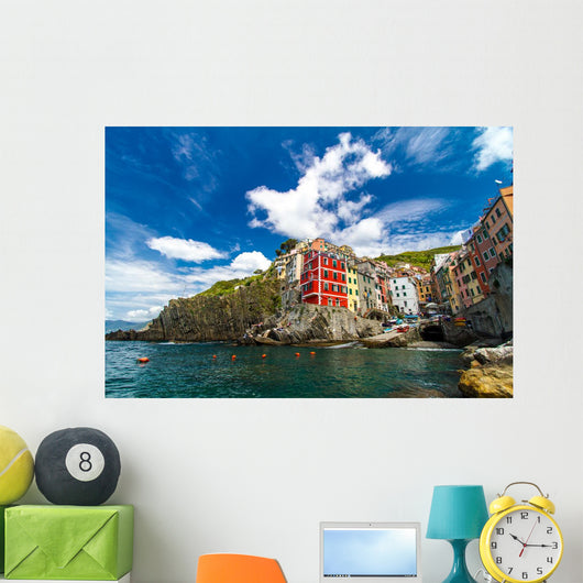 Beautiful view of Riomaggiore, Cinque Terre national park, Liguria, Italy Wall Mural