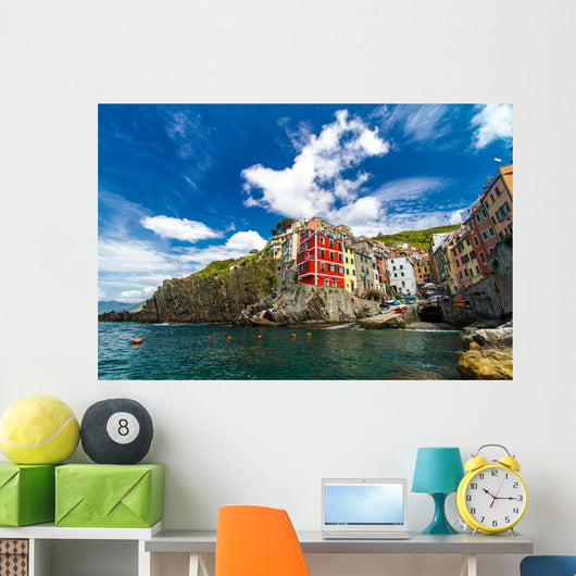 Beautiful view of Riomaggiore, Cinque Terre national park, Liguria, Italy Wall Mural