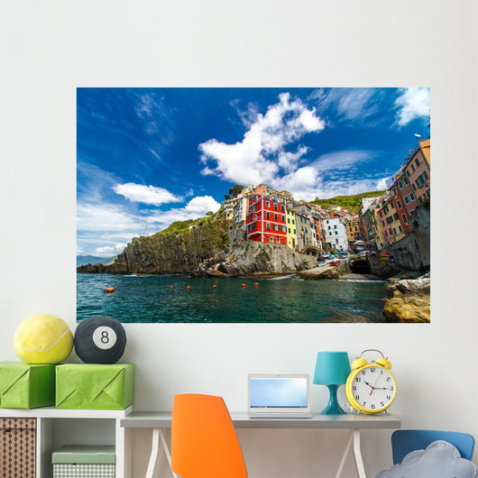 Beautiful view of Riomaggiore, Cinque Terre national park, Liguria, Italy Wall Mural