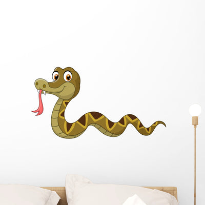 Cartoon Snake Character Wall Decal shown on a wall