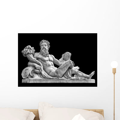 Marble Statue Greek God Wall Decal shown on a wall