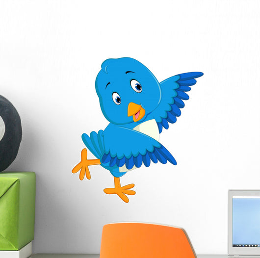 Cute blue bird cartoon Wall Decal