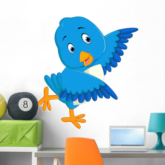 Cute blue bird cartoon Wall Decal