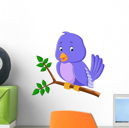 Cute purple bird cartoons Wall Decal