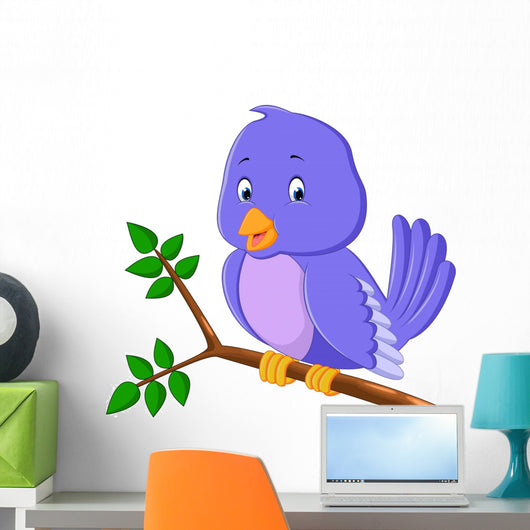 Cute purple bird cartoons Wall Decal