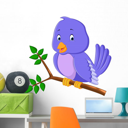 Cute purple bird cartoons Wall Decal