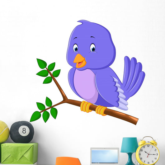 Cute purple bird cartoons Wall Decal
