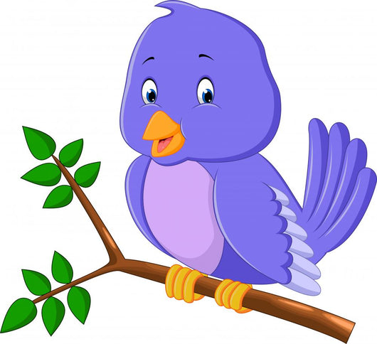 Cute purple bird cartoons Wall Decal