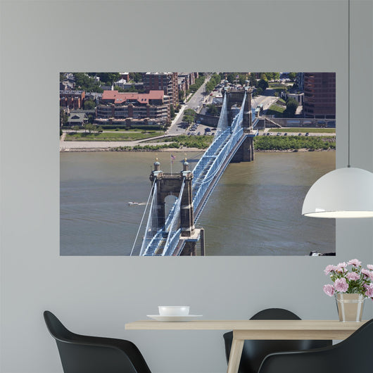 The John A. Roebling Bridge connects Cincinnati, Ohio and covington, Kentucky Wall Mural