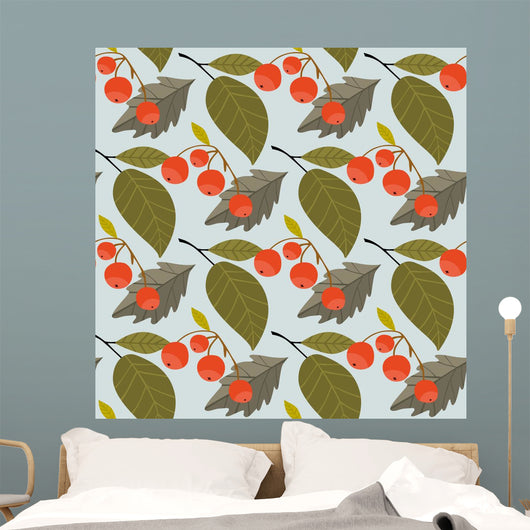 Autumn abstract background with fall leaf vector illustration Wall Mural