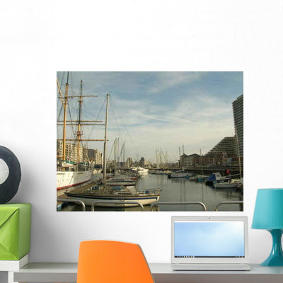 Ostend Harbor Wall Decal shown on a wall