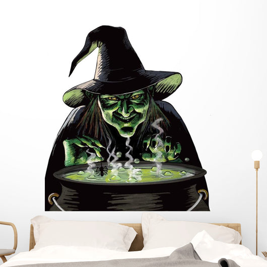 Evil Witch and Cauldron Wall Decal