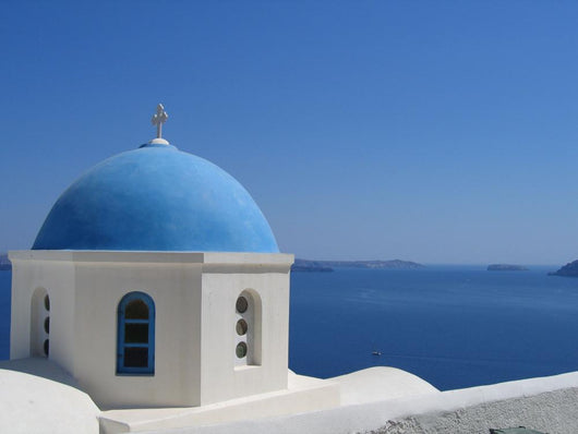 Blue Dome Santorini Wall Mural