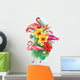 Arrangement from tropical flowers and Flamingoes Wall Decal