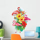 Arrangement from tropical flowers and Flamingoes Wall Decal