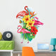 Arrangement from tropical flowers and Flamingoes Wall Decal