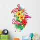 Arrangement from tropical flowers and Flamingoes Wall Decal