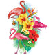 Arrangement from tropical flowers and Flamingoes Wall Decal