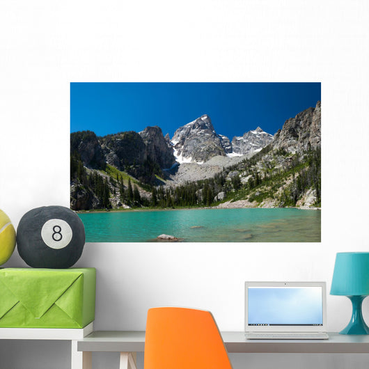 An amazing glacier fed lake in the Grand Teton National Park in Wyoming Wall Mural
