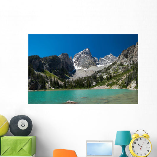 An amazing glacier fed lake in the Grand Teton National Park in Wyoming Wall Mural
