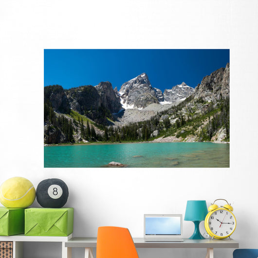 An amazing glacier fed lake in the Grand Teton National Park in Wyoming Wall Mural