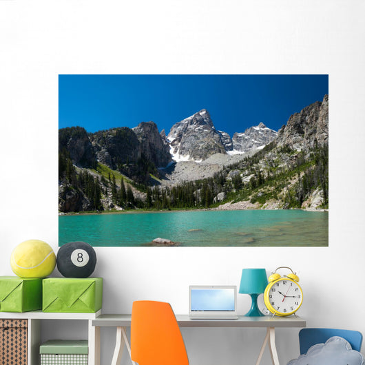 An amazing glacier fed lake in the Grand Teton National Park in Wyoming Wall Mural