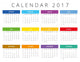 Calendar 2017. Week starts Sunday. Calendar grid with numbers of weeks. For web, design and  print. Wall Mural