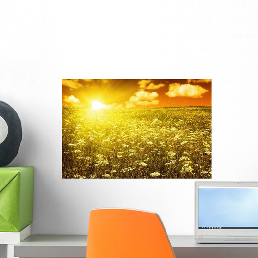 Green Field with Blooming Wall Decal