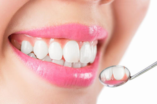 Close up young woman smiling white glamour teeth. Wall Decal