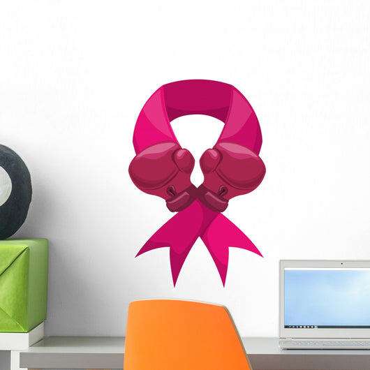 ribbon gloves hope breast cancer pink icon. Isolated and flat illustration. Vector graphic Wall Decal