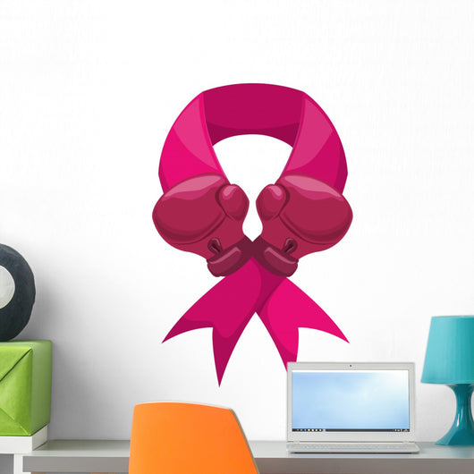 ribbon gloves hope breast cancer pink icon. Isolated and flat illustration. Vector graphic Wall Decal