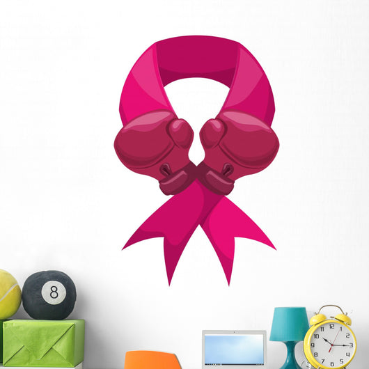ribbon gloves hope breast cancer pink icon. Isolated and flat illustration. Vector graphic Wall Decal