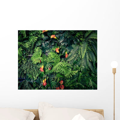 Fashionable Green Jungle Summer Wall Decal shown on a wall