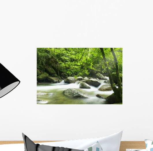 Mountain River with Sunbeam Wall Decal