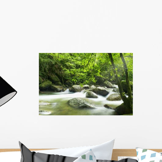 Mountain River with Sunbeam Wall Decal