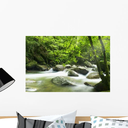 Mountain River with Sunbeam Wall Decal
