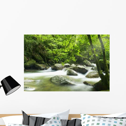 Mountain River with Sunbeam Wall Decal