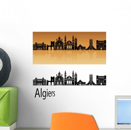 Algiers skyline in orange Wall Decal