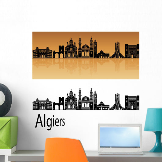 Algiers skyline in orange Wall Decal