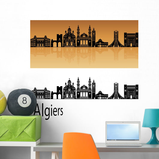 Algiers skyline in orange Wall Decal