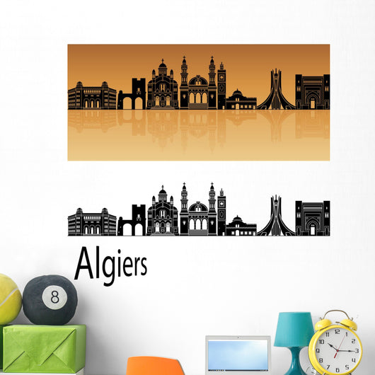 Algiers skyline in orange Wall Decal