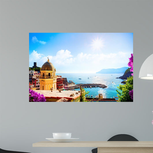 art Romantic Seascape in Five lands, Vernazza, Cinque Terre, Lig Wall Mural