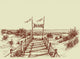 The way to the beach, sea view ahead vector drawing Wall Mural