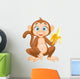 Cartoon monkey holding banana Wall Decal