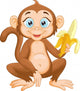 Cartoon monkey holding banana Wall Decal