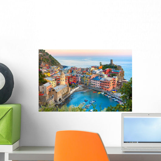 Aerial Vernazza Fishing Village Wall Decal