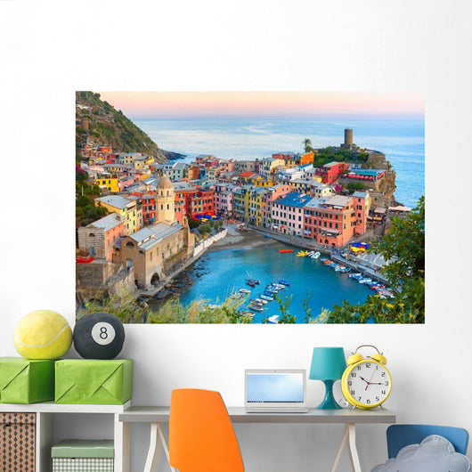 Aerial Vernazza Fishing Village Wall Decal